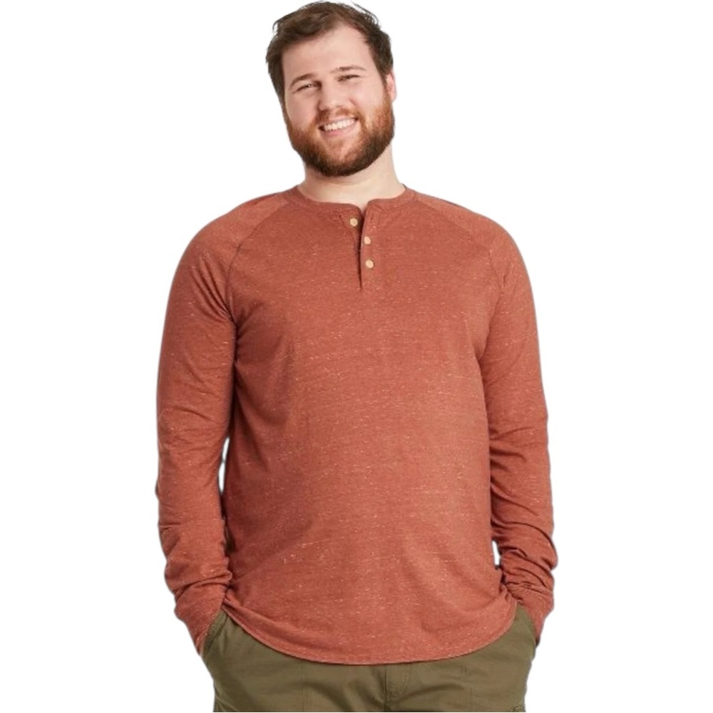 Men's Long Sleeve Rust Henley Crewneck Shirt Goodfellow & Co™ size XL